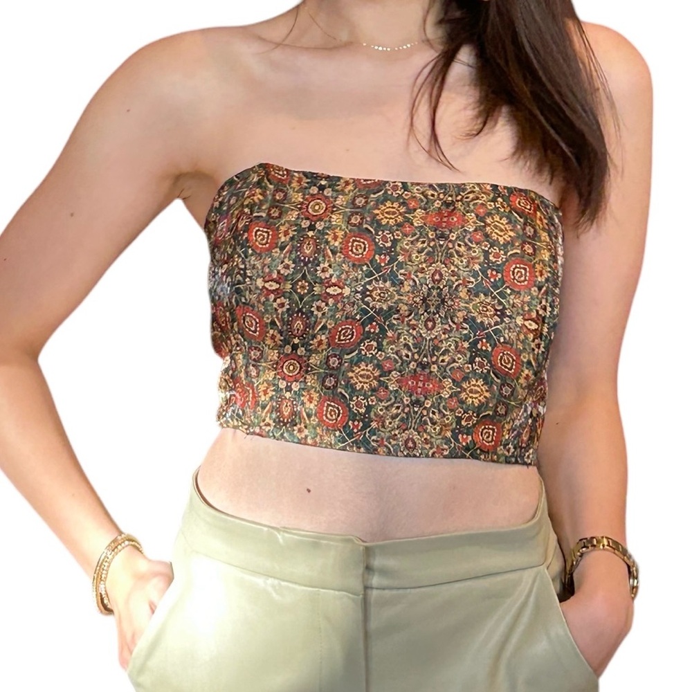 Elegant Floral Crop Top - free size - Corset Vintage Tapestry